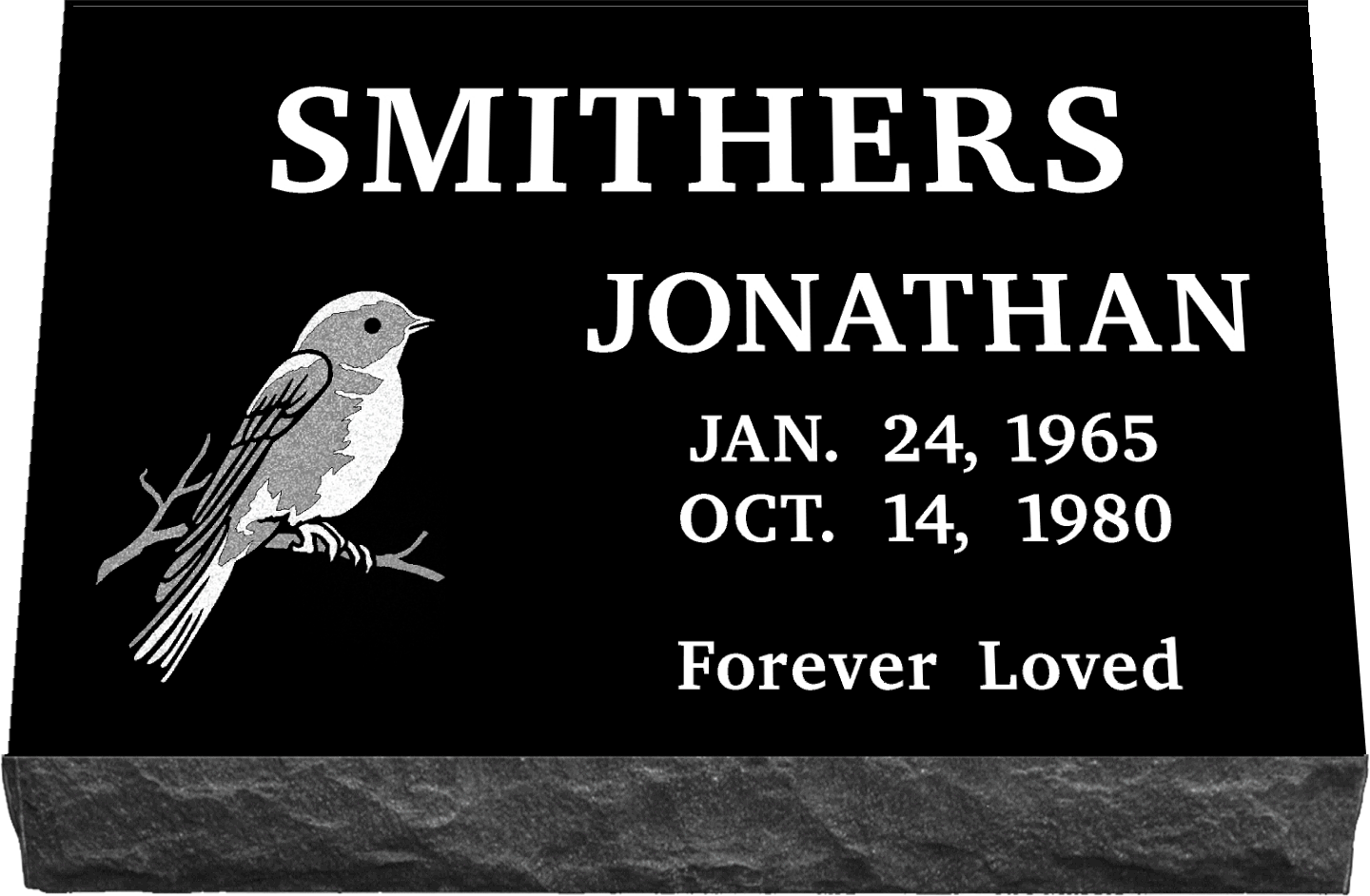 20" x 10" x 3" Single Marker SANDBLASTED ENGRAVING