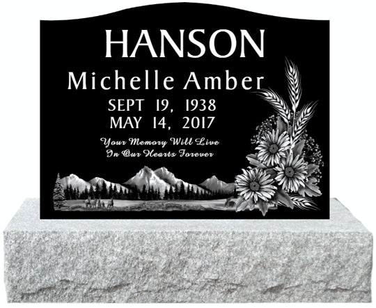 24" x 4" x 18" BLACK POLISH 2 Single Upright & Base SANDBLASTED ENGRAVING - PRE-ORDER FOR 2026