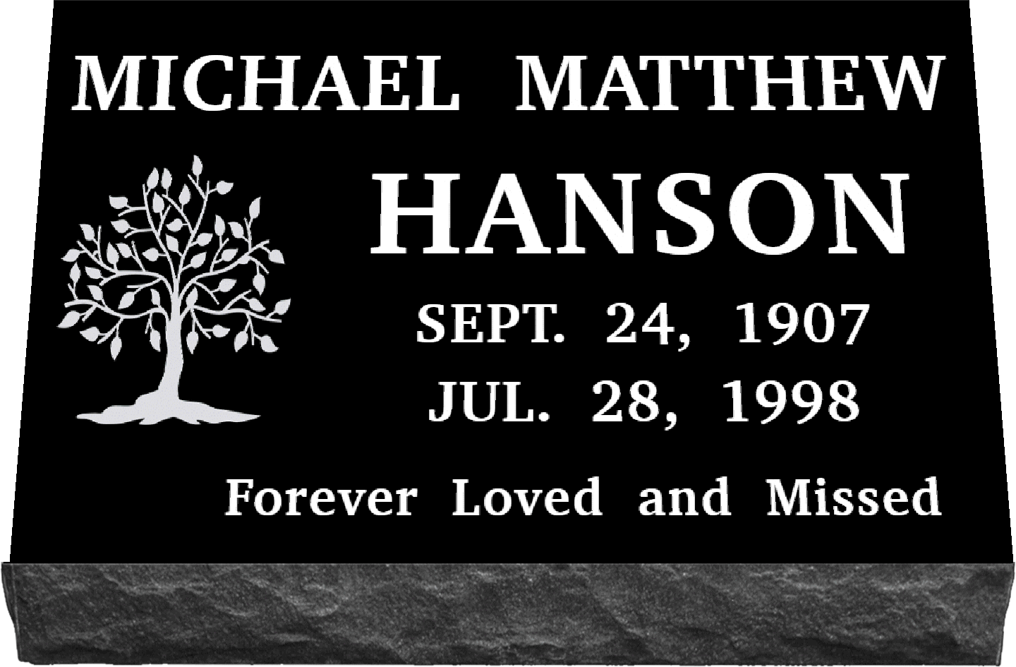 20" x 10" x 3" Single Marker SANDBLASTED ENGRAVING