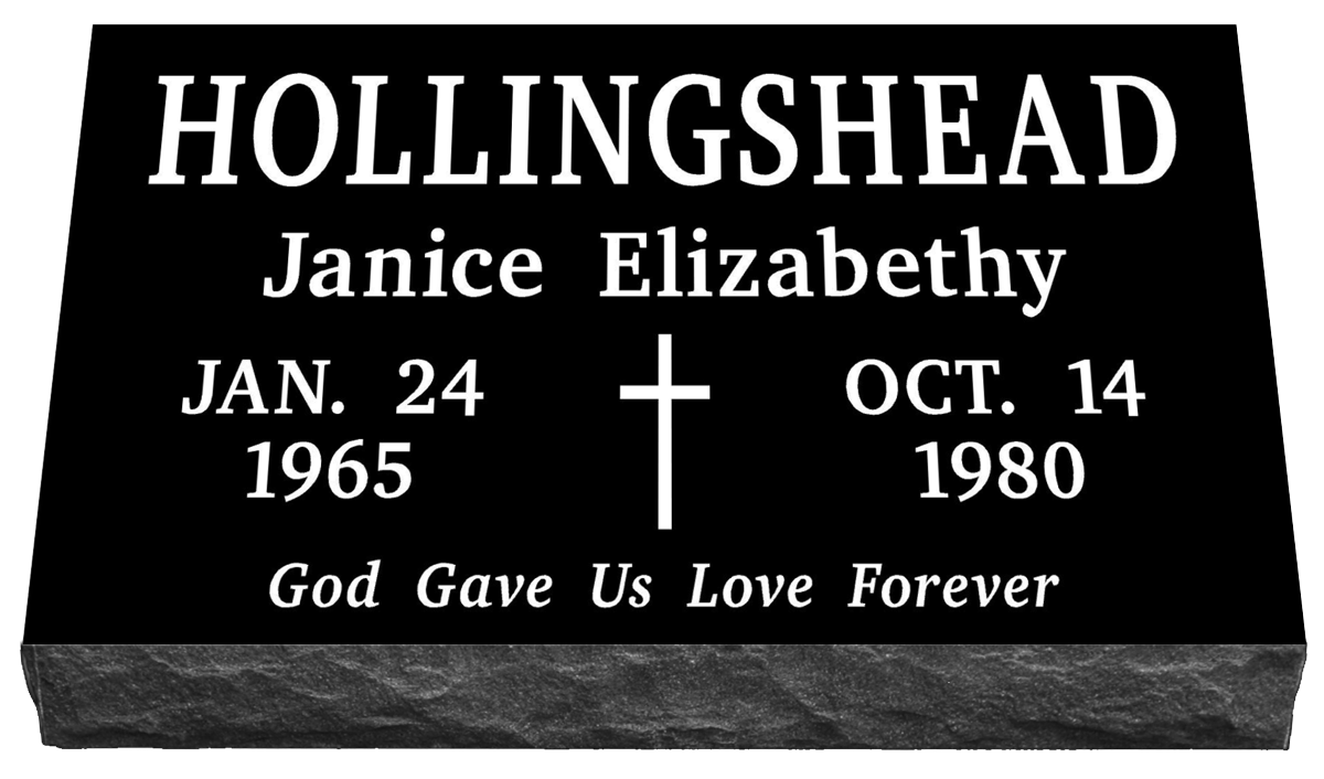 24" x 12" x 4" Single Flat Grave Marker 126 lbs DELIVERED IN 2 WEEKS