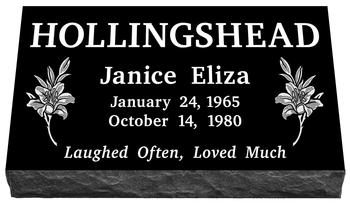 24" x 12" x 4" Single Flat Grave Marker 126 lbs DELIVERED IN 2 WEEKS