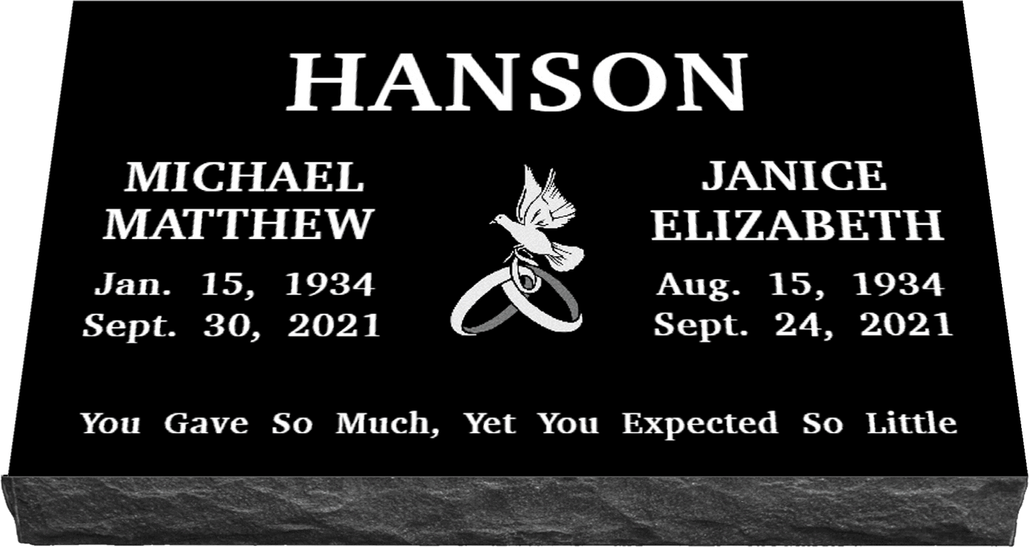 30" x 18" x 3" Double Flat Grave Marker 178 lbs DELIVERED IN 2 WEEKS