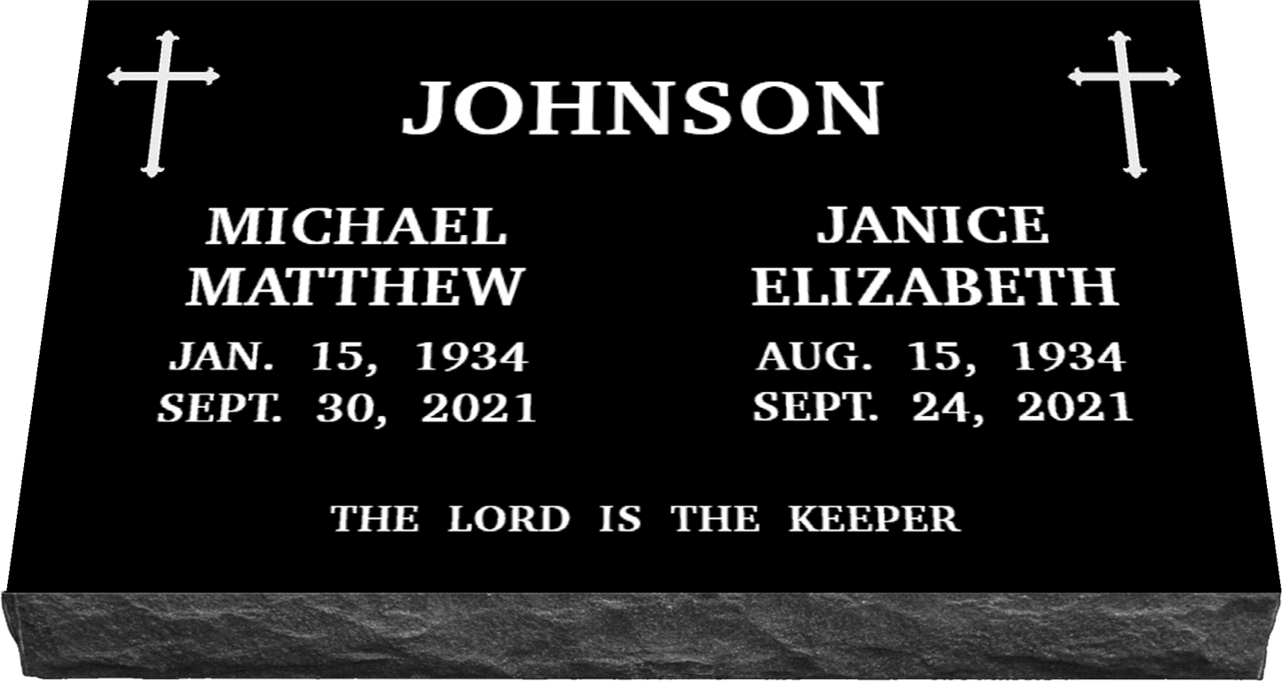30" x 18" x 3" Double Flat Grave Marker 178 lbs DELIVERED IN 2 WEEKS