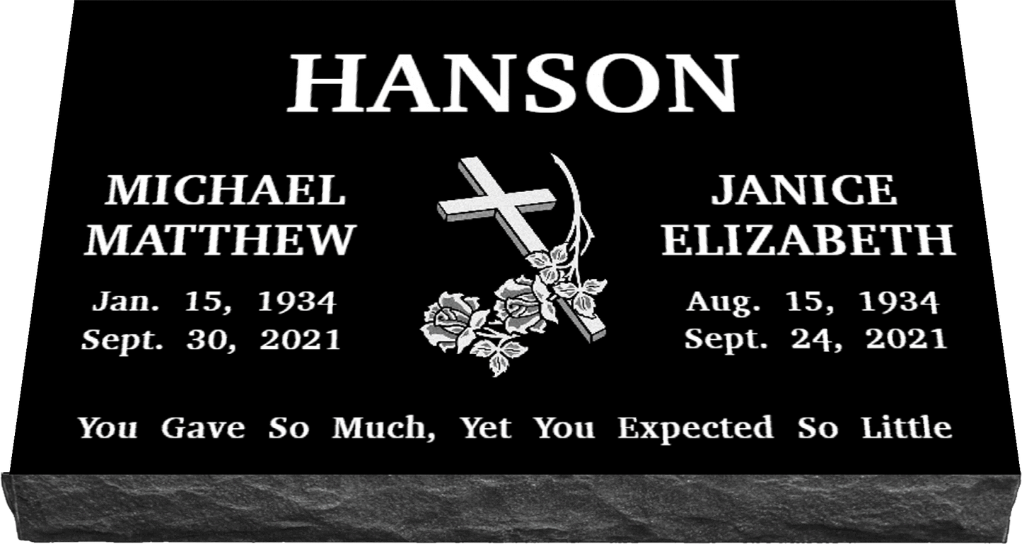 30" x 18" x 3" Double Flat Grave Marker 178 lbs DELIVERED IN 2 WEEKS