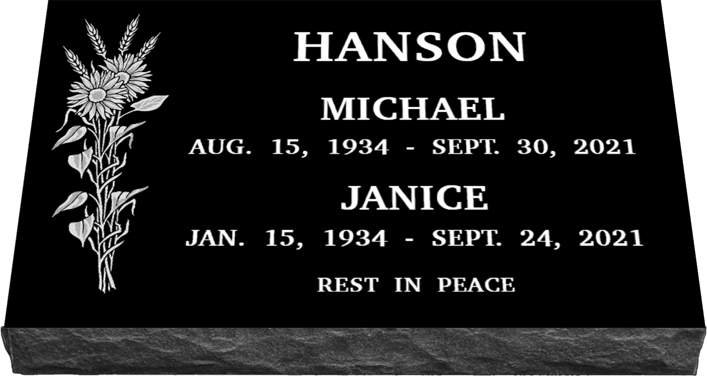 30" x 18" x 3" Double Flat Grave Marker 178 lbs DELIVERED IN 2 WEEKS