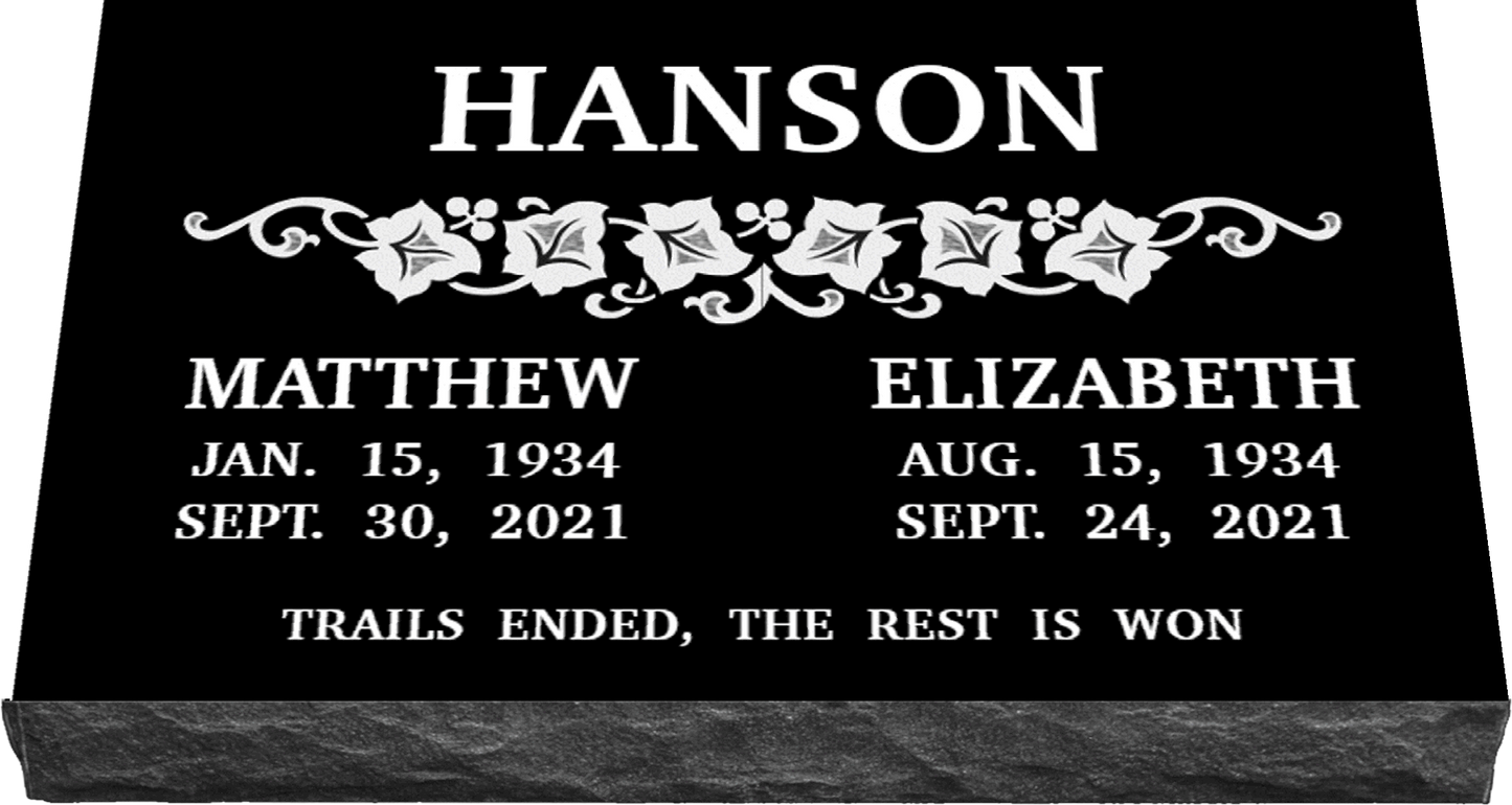 30" x 18" x 3" Double Flat Grave Marker 178 lbs DELIVERED IN 2 WEEKS