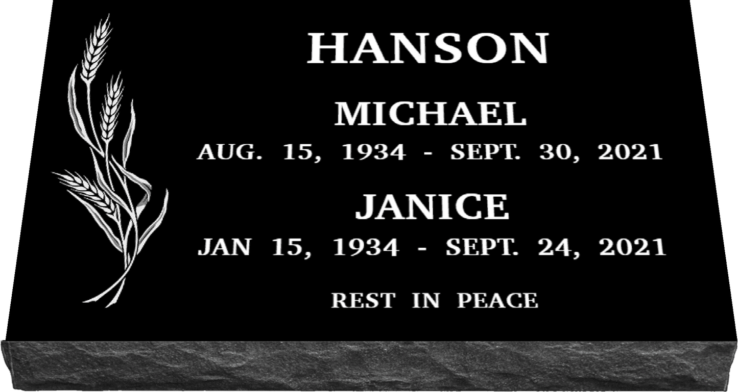 36" x 18" x 3" Double Flat Grave Marker 214 lbs DELIVERED IN 2 WEEKS