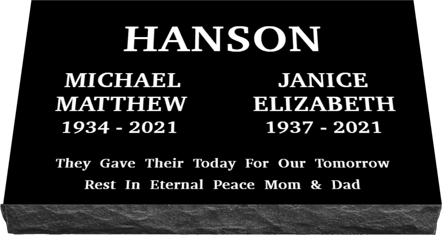 30" x 18" x 3" Double Flat Grave Marker 178 lbs DELIVERED IN 2 WEEKS
