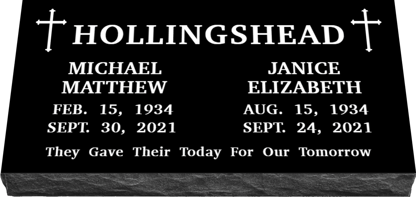 36" x 18" x 4" Double Flat Grave Marker 284 lbs DELIVERED IN 2 WEEKS