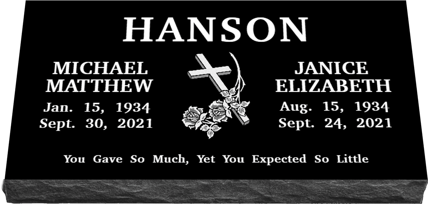36" x 18" x 4" Double Flat Grave Marker 284 lbs DELIVERED IN 2 WEEKS