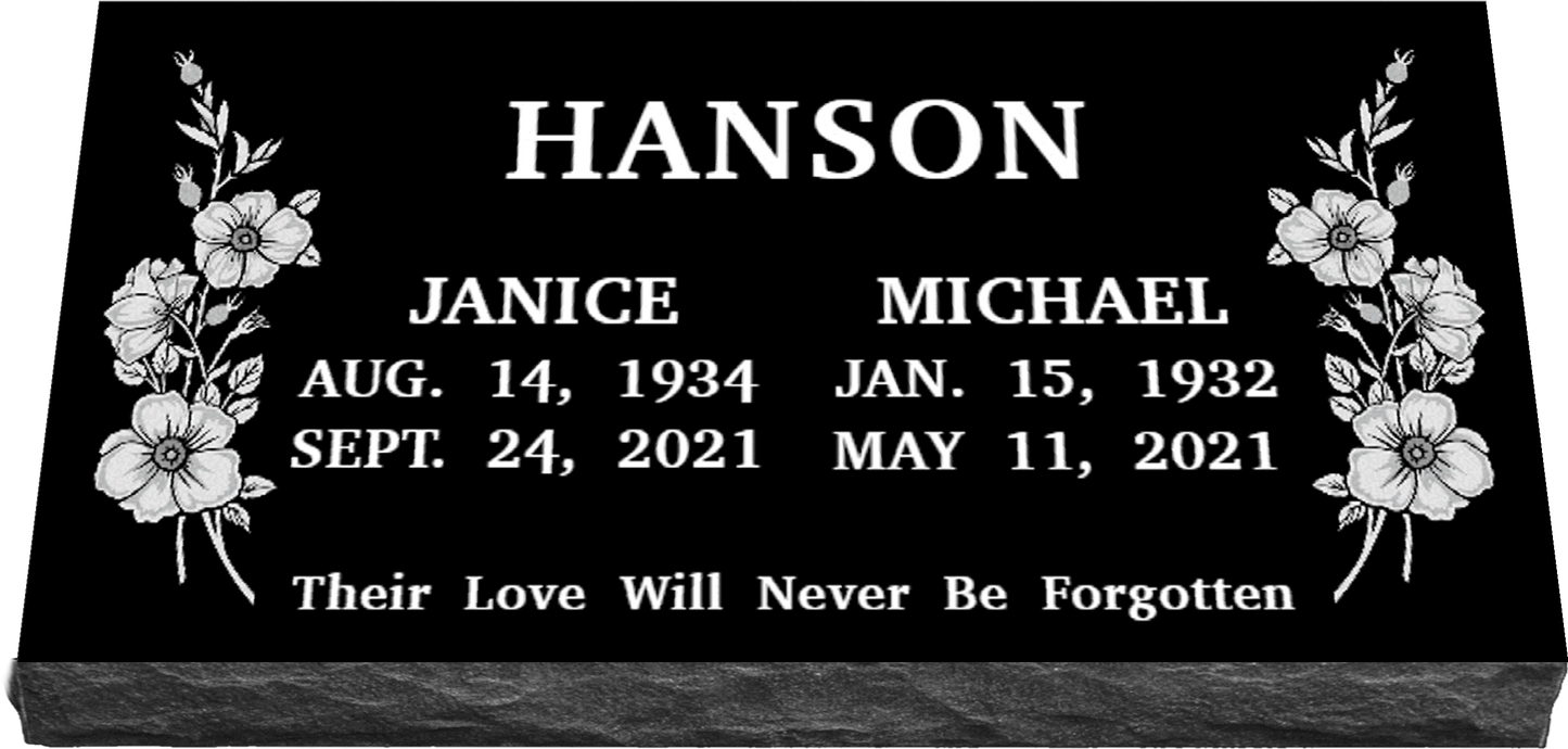 36" x 18" x 4" Double Flat Grave Marker 284 lbs DELIVERED IN 2 WEEKS