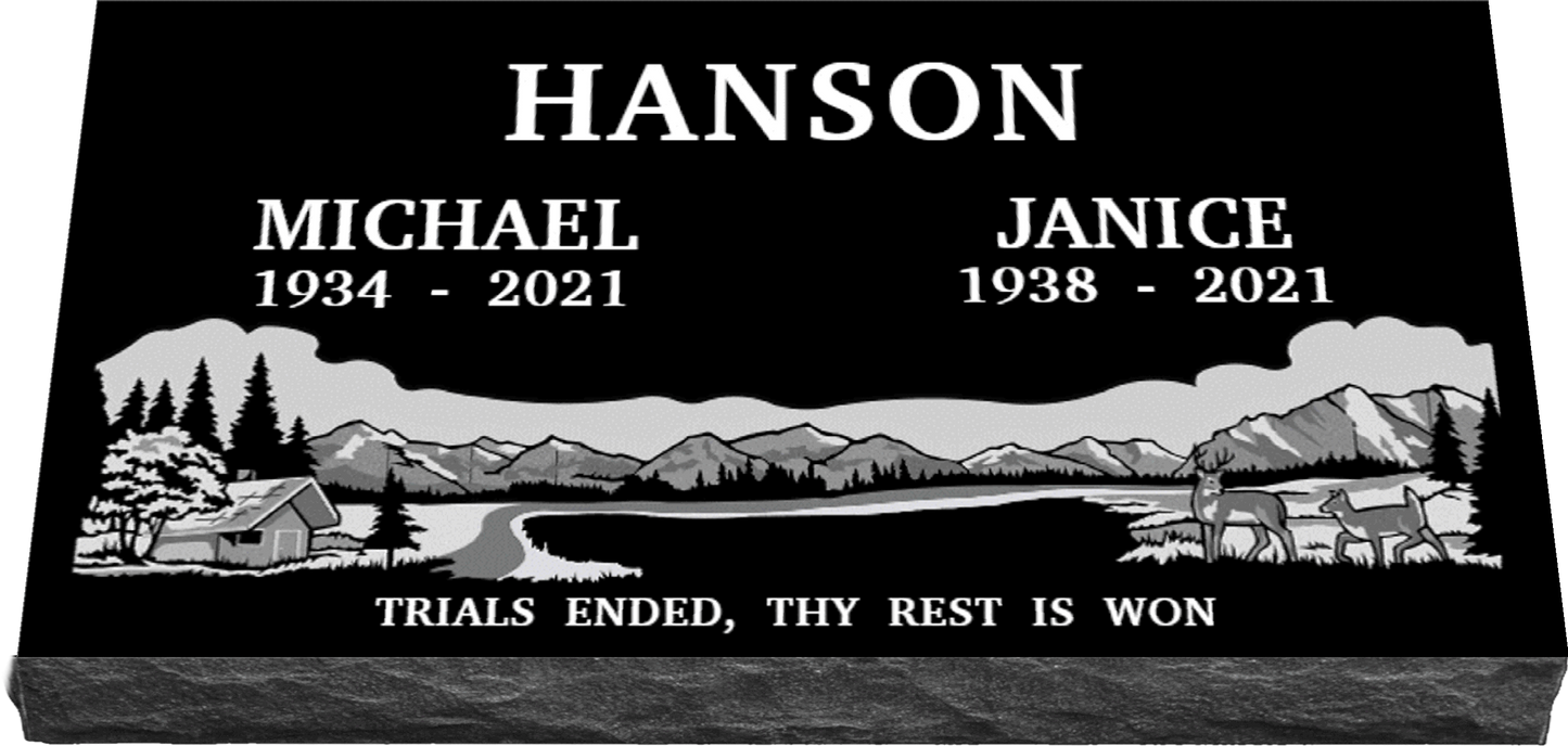 36" x 18" x 4" Double Flat Grave Marker 284 lbs DELIVERED IN 2 WEEKS