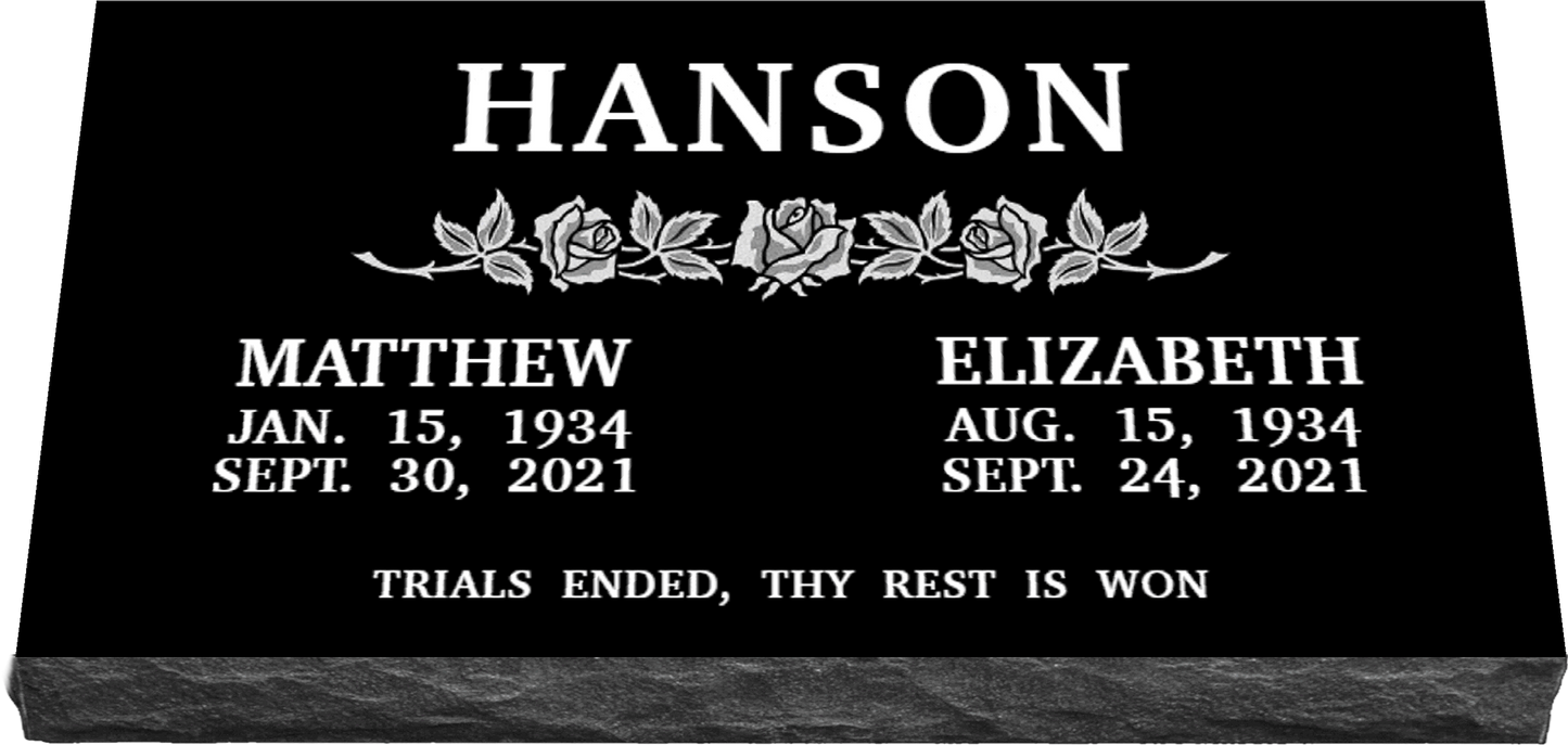 36" x 18" x 4" Double Flat Grave Marker 284 lbs DELIVERED IN 2 WEEKS
