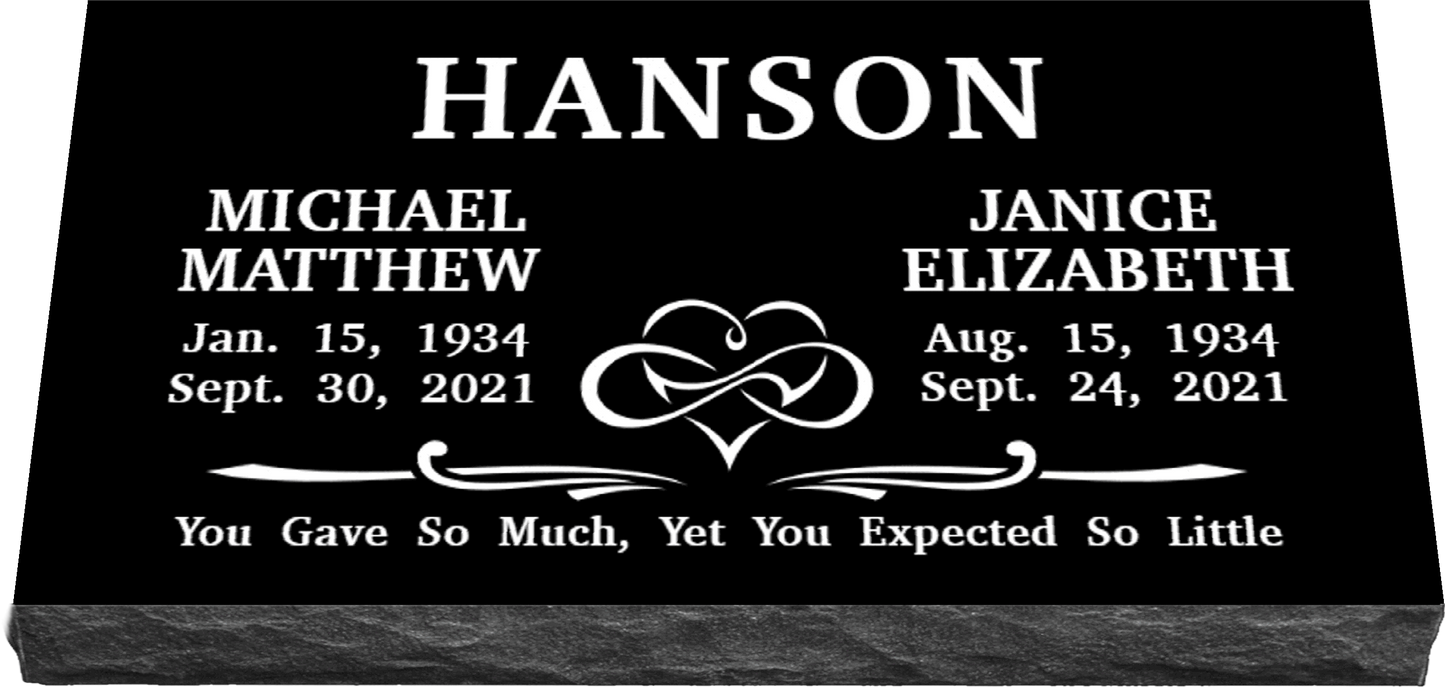 36" x 18" x 4" Double Flat Grave Marker 284 lbs DELIVERED IN 2 WEEKS