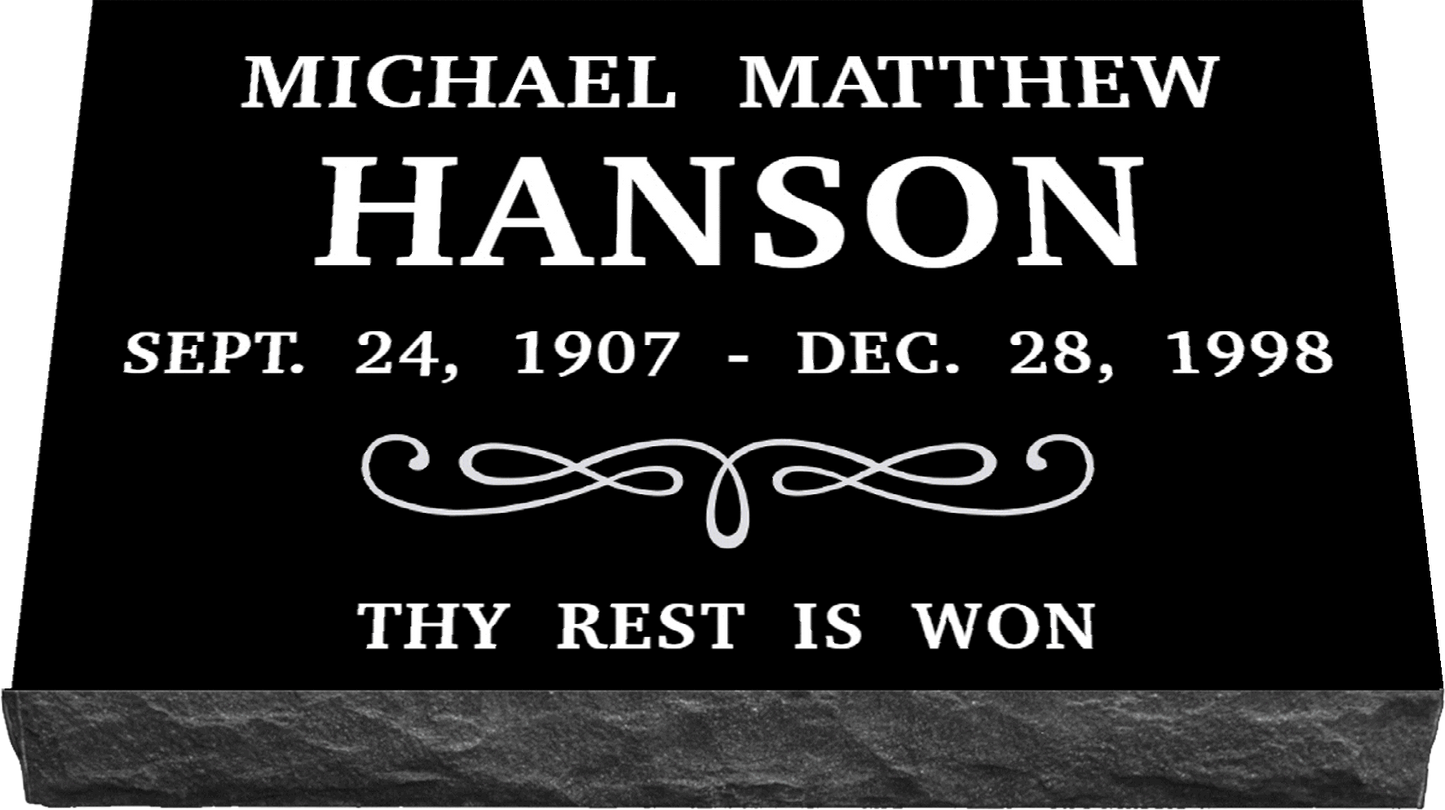 24" x 12" x 4" Single Flat Grave Marker 126 lbs DELIVERED IN 2 WEEKS