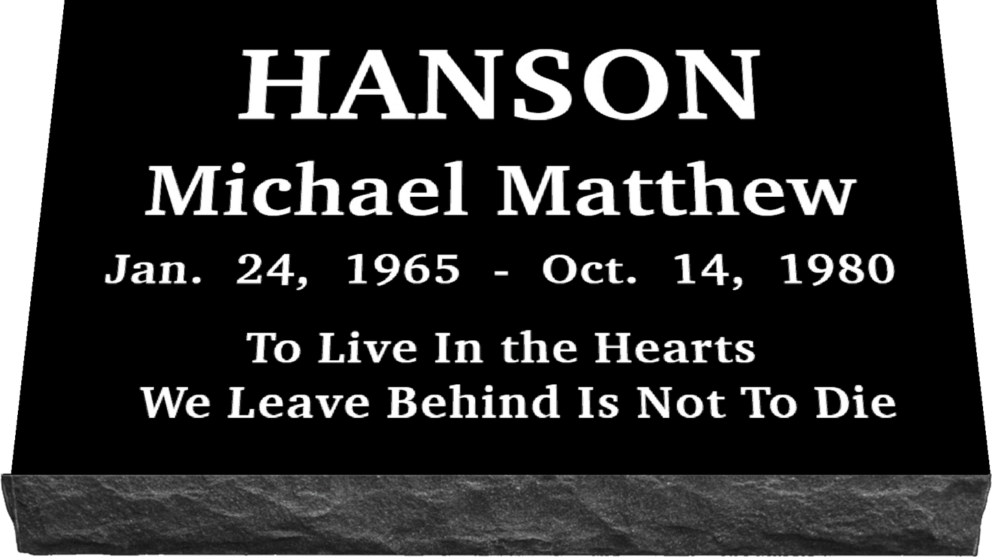 24" x 14" x 4" SALE PRICE!! Single Marker SANDBLASTED ENGRAVING