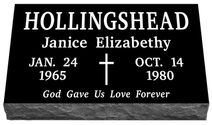 24" x 12" x 4" Single Flat Grave Marker 126 lbs DELIVERED IN 2 WEEKS